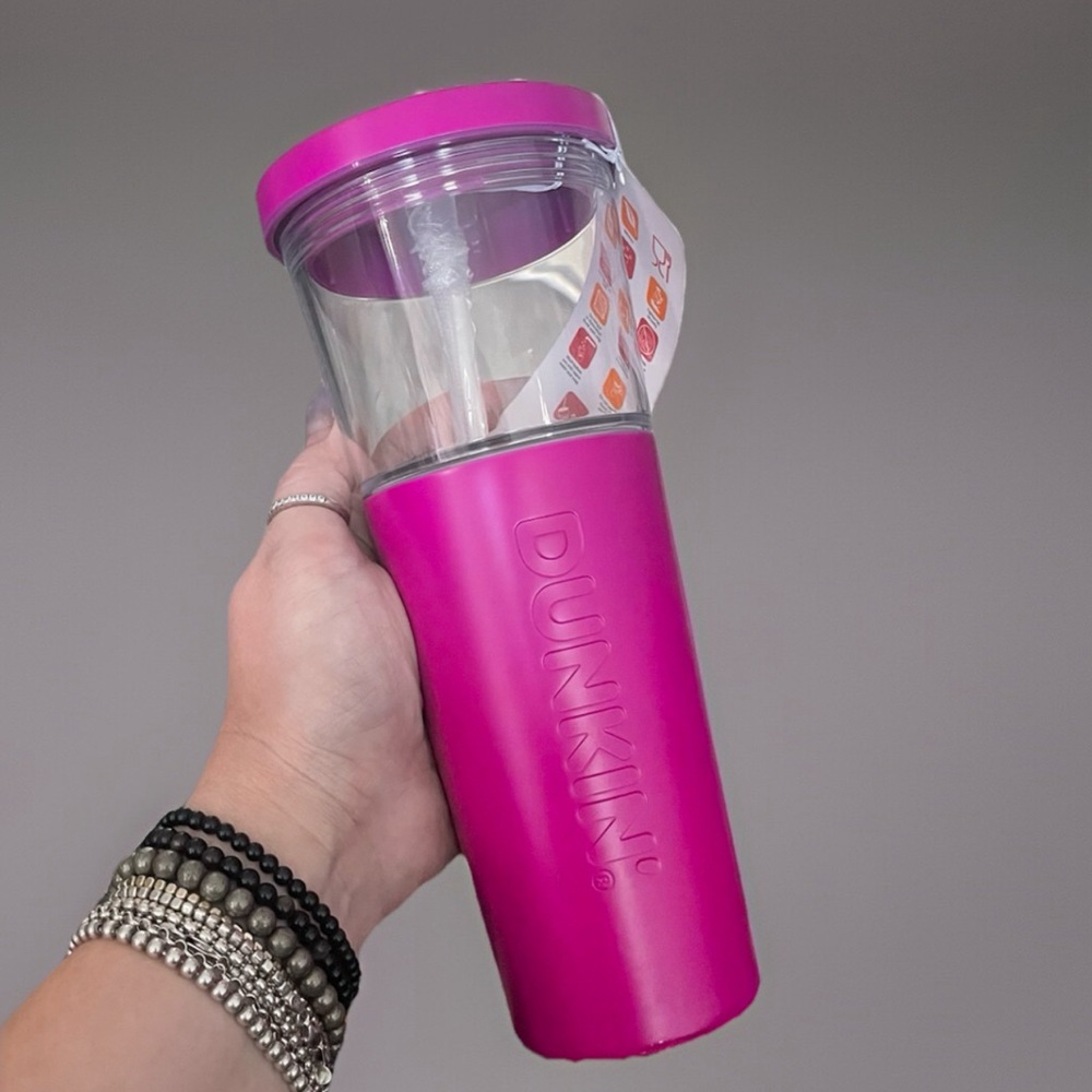 New DUNKIN 2025 - 28oz/12oz Mixed Media Tumbler•2 in 1 Stainless/Acrylic•Fuchsia